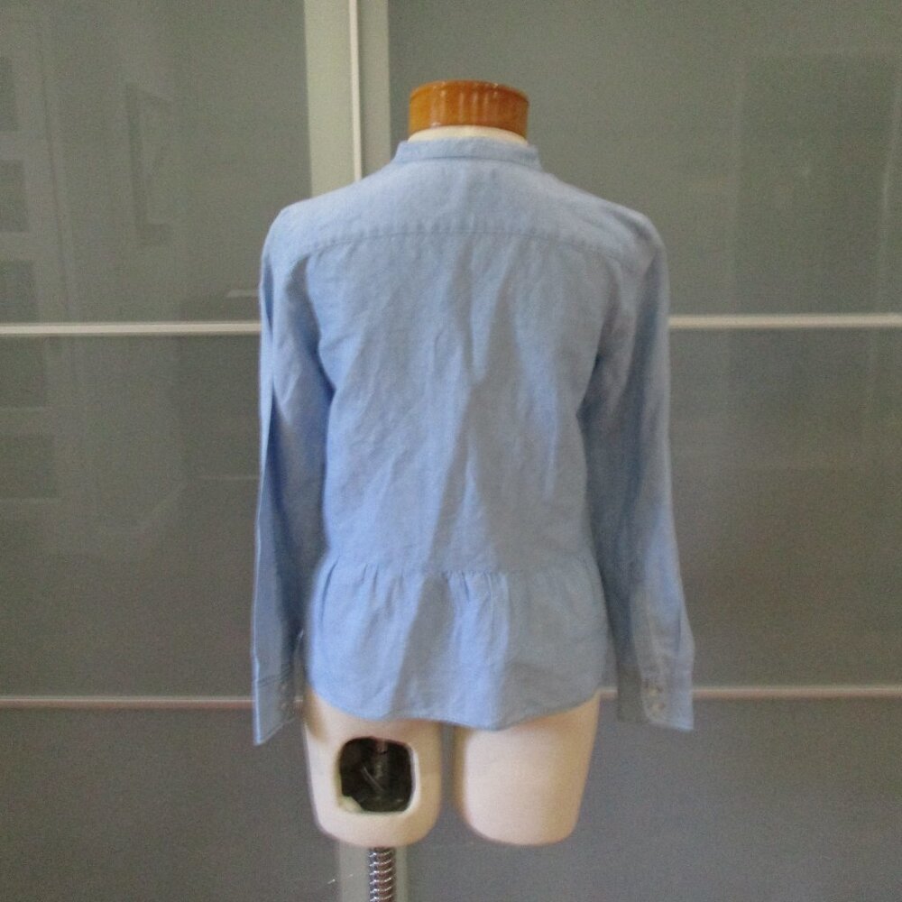 J. Crew Black Label Peplum Long Sleeve Chambray Button Up Shirt - Picture 3 of 5